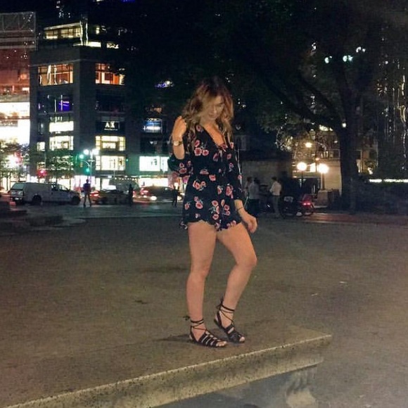 Forever 21 Pants - Floral Romper with Front Tie